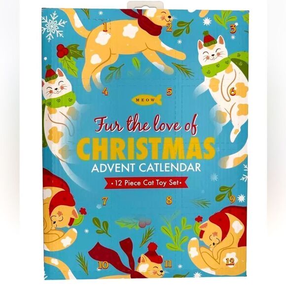 Meow Fur The Love Of Christmas Advent Calendar 12 Piece Cat Toy Set - Picture 1 of 7